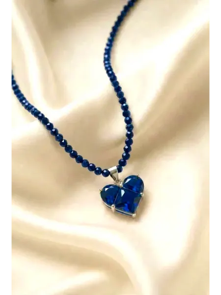 LINE Jewelry Чокер - бусы на шею синий колье с сердцем бижутерия