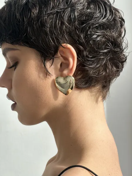 LORA jewelry Крупные Серьги сердечки подарочная бижутерия