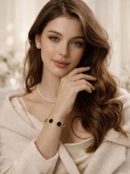 LORETTA Jewelry Браслет на руку клевер, черный