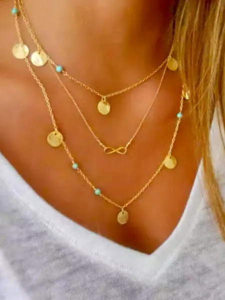ORnIX jewelry Цепочка тройная колье на шею с подвесками