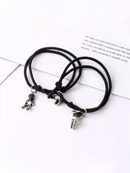 Perstika Jewelry Парные браслеты Космонавты, с магнитом, черный+черный