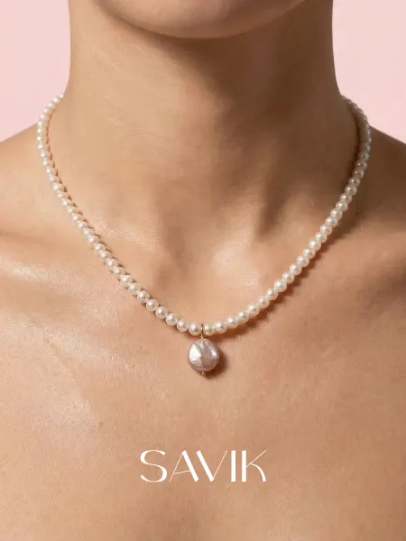 Savik Jewelry Подвеска на шею с барочным жемчугом