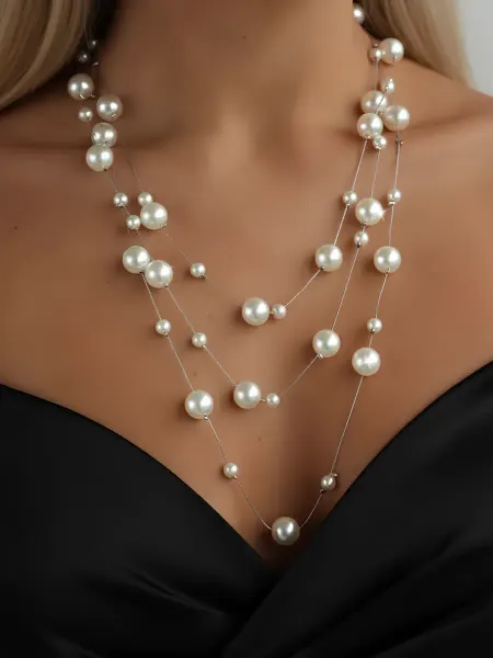 JewelryMeverly Бусы из искусственного жемчуга длинные на шею