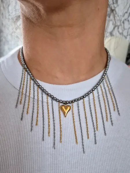 E.N.A. jewels Чокер из гематита с подвеской сердце