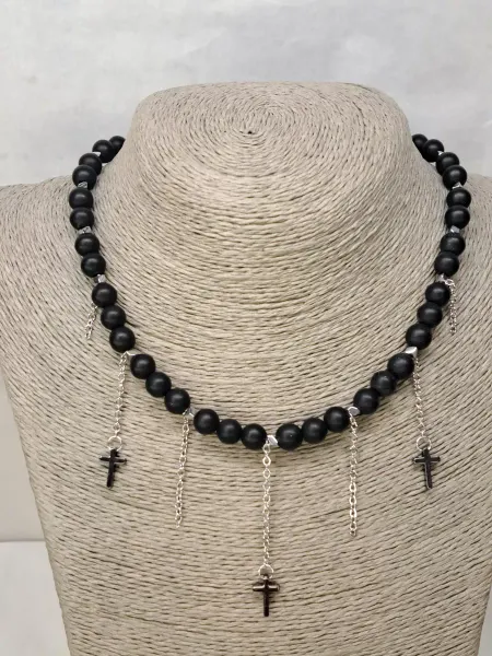 Svetlana Jewerly Колье из шунгита с крестиками