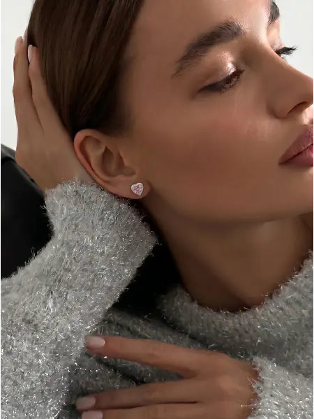 My Vibe Jewerly Серьги бижутерия сердечки розовые блестящие