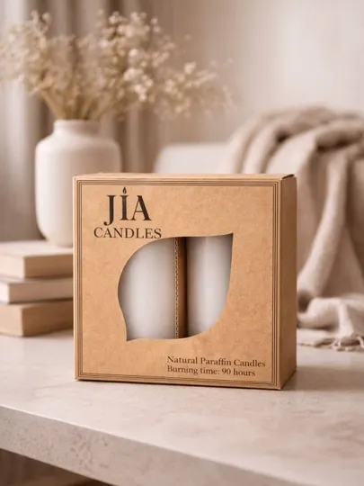Набор больших свечей JIA, белые, 2 штуки в коробке