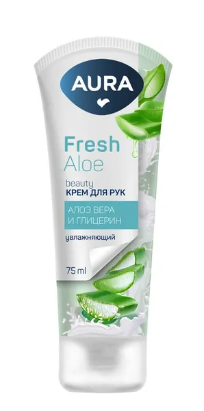 Крем для рук Aura Beauty увлажняющий алоэ вера-глицерин, 75мл, (1 шт)
