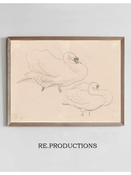 Re.productions Постер Studies of a Swan - John Singer Sargent