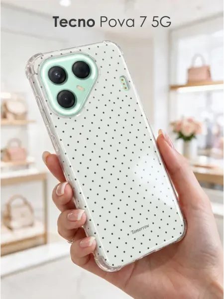 Защитный чехол на Tecno Pova 7 5G с принтом в горох URBAZZA