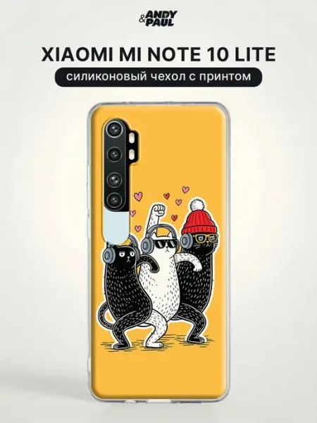 Чехол на Xiaomi Mi Note 10 Lite с котиками Andy&Paul