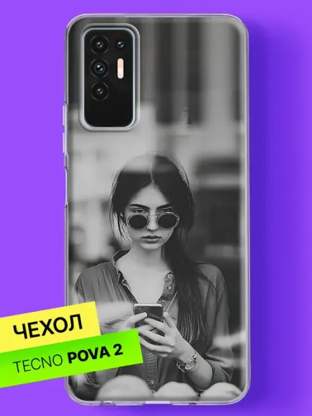 Чехол на Pova 2 с принтом Девушка в круглых очках TECNO