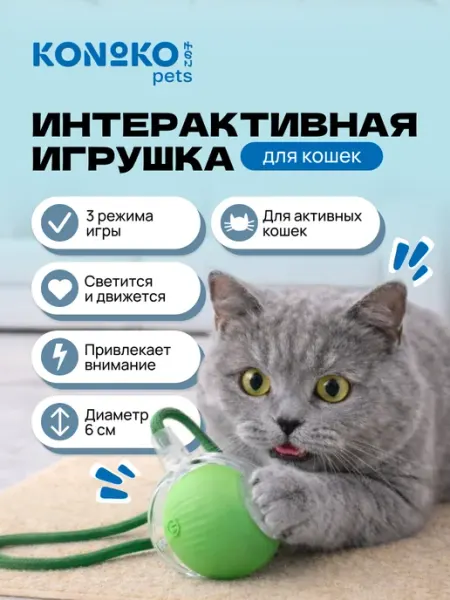 Игрушка для кошек интерактивная мяч KONOKO