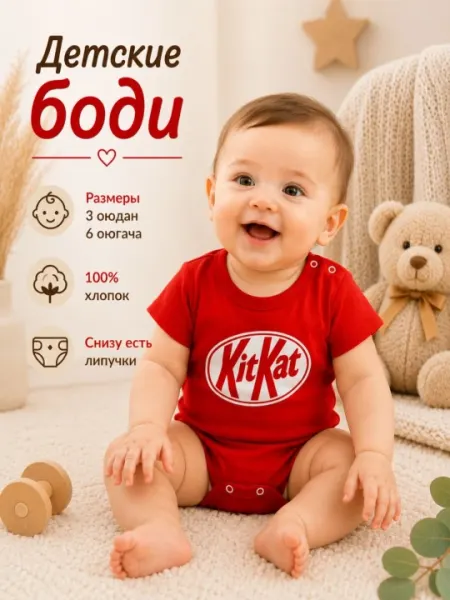 Детское боди, боди для младенцев, боди KitKat - Боди и комбинезоны для новорождённых