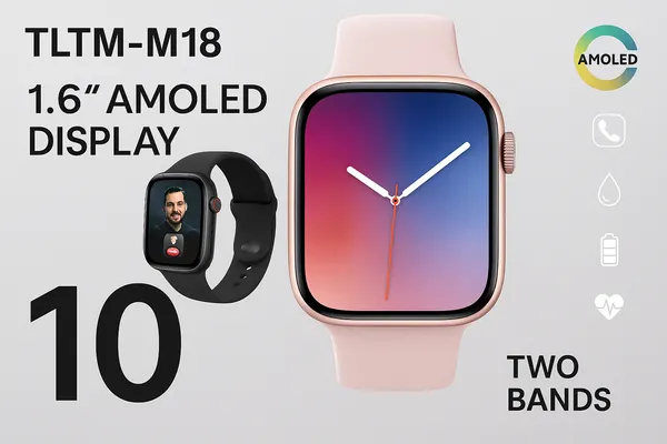 Умные часы kakusiga TLTM-M18 Series 10, AMOLED, беспроводная зарядка, водонепроницаемые black