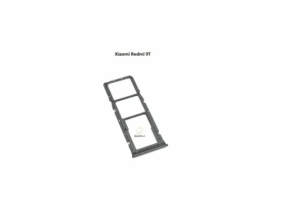 Держатель SIM для смартфона Xiaomi Redmi 9T "Сим Лоток", металл и пластик, серый
