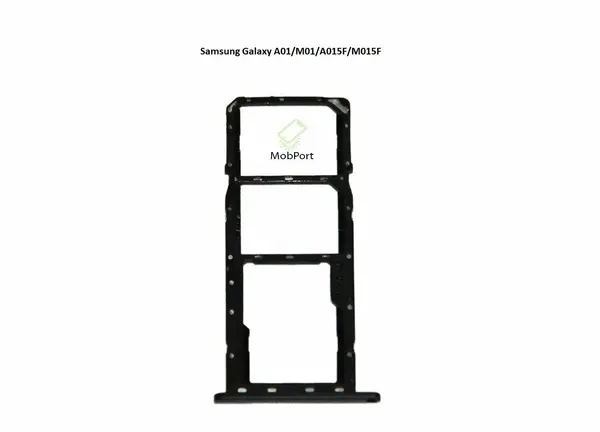 Держатель SIM для Samsung Galaxy A01/M01F (A015F/M015F), Черный (Сим Лоток)