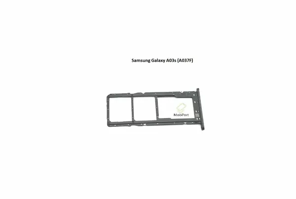 Держатель SIM для Samsung Galaxy A03s (A037F), Черный (Сим Лоток)