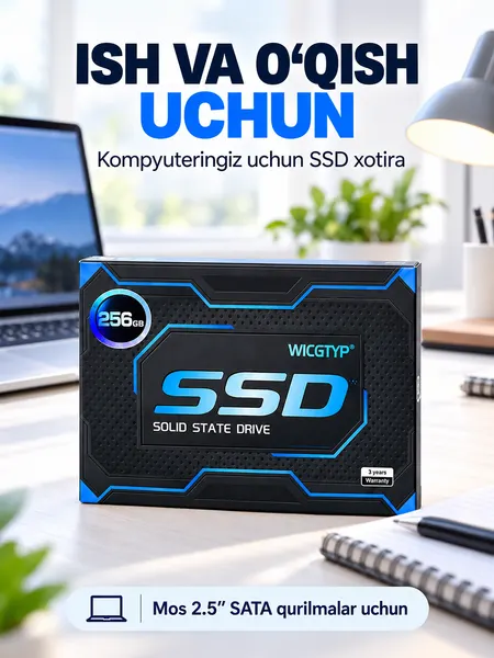 SSD-накопитель Wisgtyp 2.5" SATA III 256GB, для ноутбуков и компьютеров