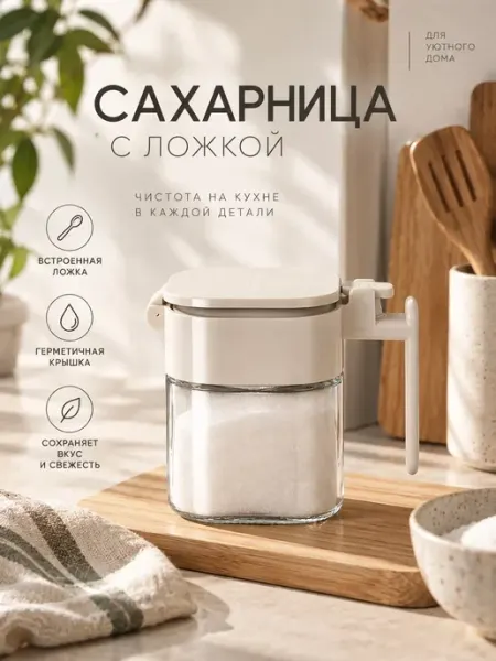 Сахарница с крышкой и ложкой стеклянная Гранеслава