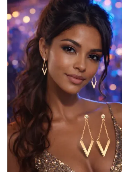 Серьги бижутерия модные позолоченные висячие длинные JWL Originly