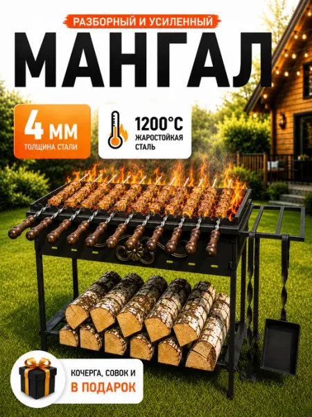 Мангал для шашлыка 4мм разборный