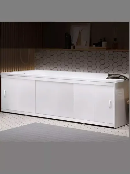 Экран под ванну Respect 150 белый, раздвижной, пластиковый Alavann
