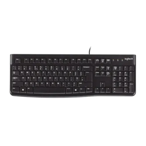Logitech K120 Проводная мембранная клавиатура, русская раскладка, черная