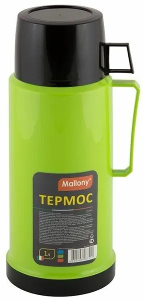 Термос MALLONY 2644H в пластиковом корпусе, со стеклянной колбой, 1 л, зеленый