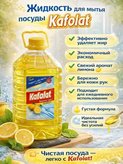 Жидкость для мытья посуды Kafolat 5 л – лимон