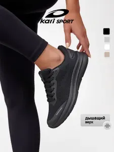 Кроссовки Kari SPORT женские черные спортивные дышащие летние