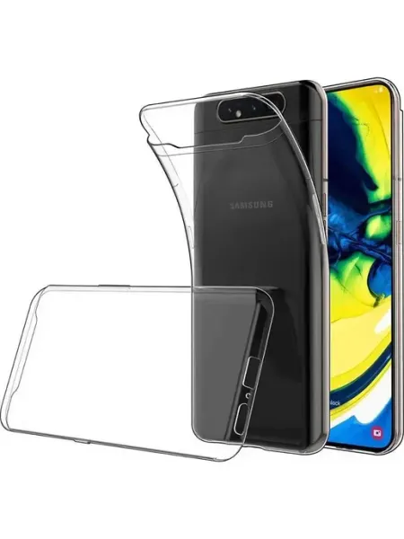 Чехол на Samsung Galaxy A80 прозрачный cиликоновый бампер ПРО стор