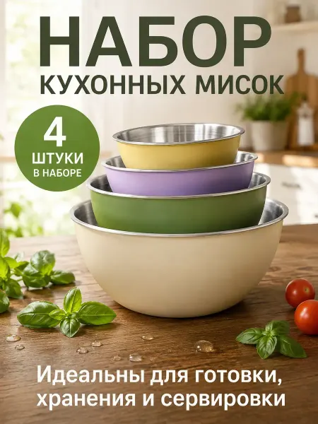 Karvi Набор кухонных мисок из нержавеющей стали 4 штуки
