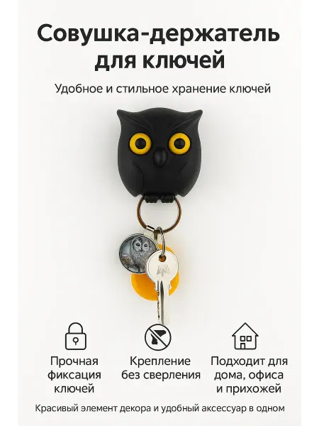KasTrio Ключница Сова настенная удобный пластиковый держатель