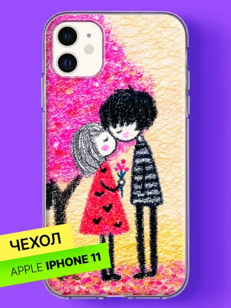 Чехол на iPhone 11 с принтом Пара с цветами Bloopskin