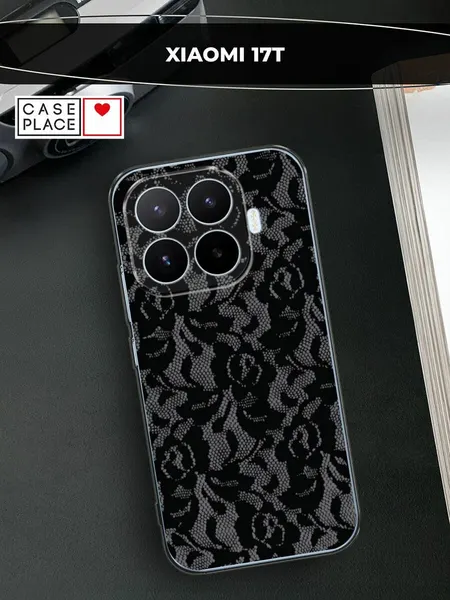 Чехол на Xiaomi 17T / Сяоми 17T с принтом Черные кружева цветов