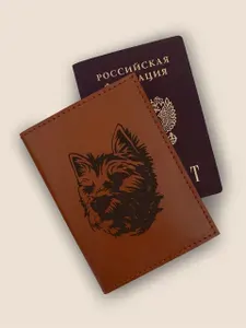 Кожаный чехол на паспорт животные йоркширский терьер кожаный KAZA