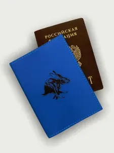 Кожаный чехол на паспорт с зайцем кожаный натуральный KAZA
