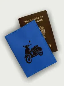 Чехол для паспорта из натуральной кожи с принтом ретро мопед KAZA