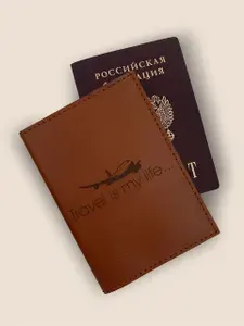 Чехол на паспорт с принтом и надписью из натуральной кожи KAZA