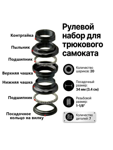 Рулевая колонка трюкового самоката резьбовая