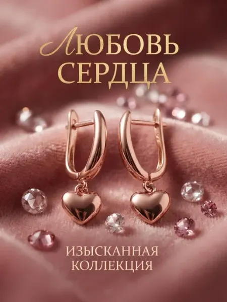 Серьги бижутерия позолоченные сердечки MBcollection