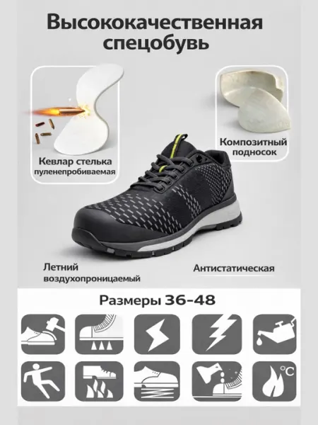 Спецобувь летние защитные кроссовки композитный подносок kevlar стелька