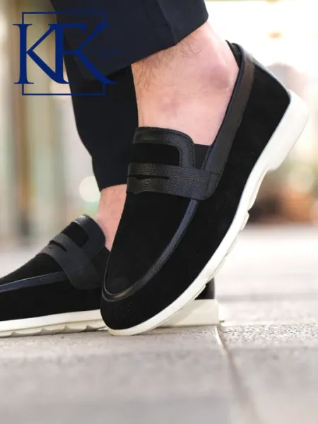 Мужские лоферы из натуральной кожи KFKSHOES, перфорированные слипоны, повседневная обувь