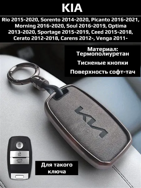 Чехол для ключа из TPU и эко-кожи для автомобилей KIA