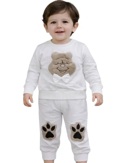 Детский костюм Koala Kids (кофта и штаны) с принтом мишки, хлопок, белый