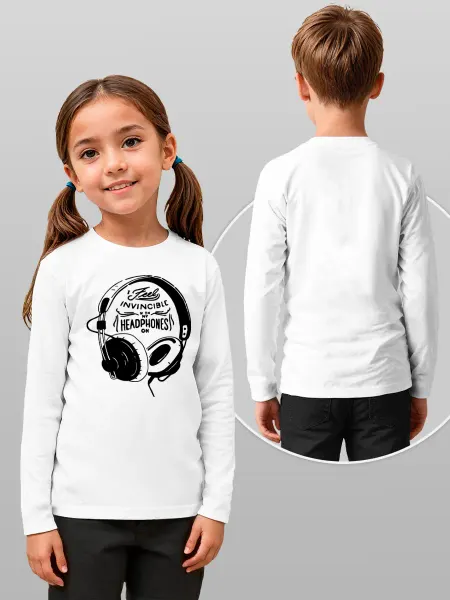 Printech Kids Лонгслив детский Звук Ритм Music Мелодия Наушники