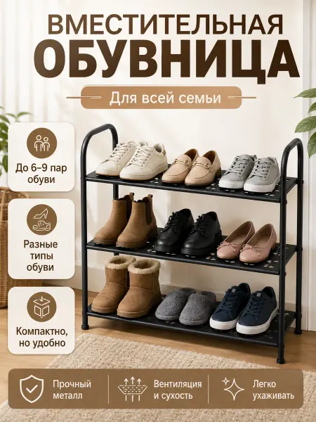 Полка для обуви металлическая компактная для коридора