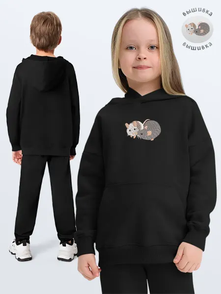 Nuobi Kids Детское худи мыши вышивка мультяшное толстовка подарок