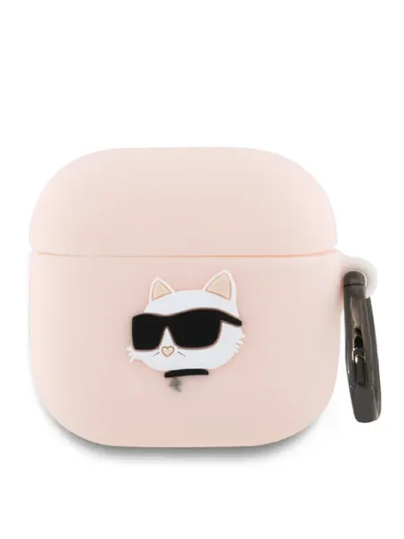Чехол на Airpods 4 и 5 силиконовый с карабином Silicone Karl Lagerfeld